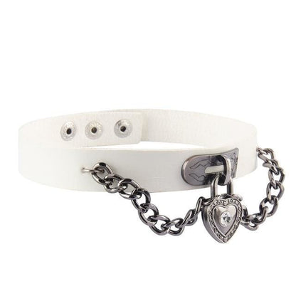 Punk Cool Metal Love Heart-Shaped Lock Collar Leather Chain EG15847 - Egirldoll