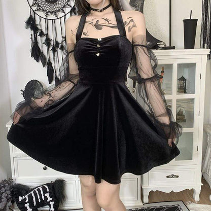 Punk eGirl Dark Halter Dress EG395 - Egirldoll