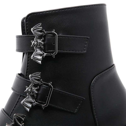 Punk Gothic Grunge Bats Buckle Zipper Platform Boots EE0913 - Egirldoll