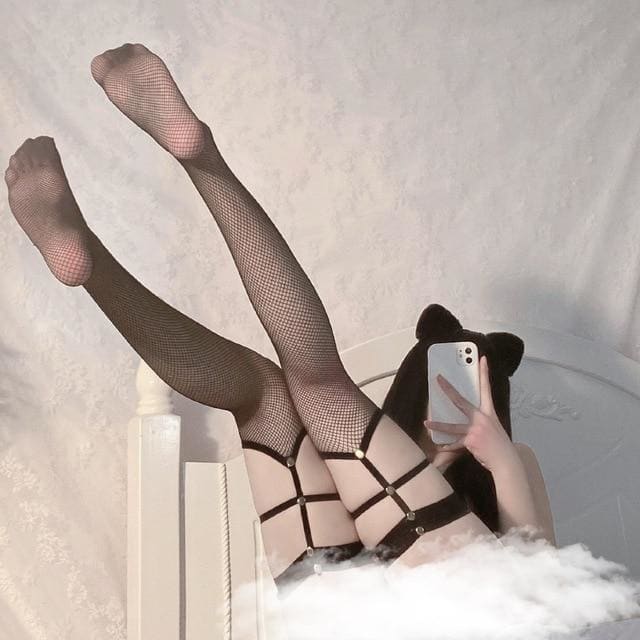 Punk Rivet Hollow Mesh Sexy Fish Net Stockings EG213 - Egirldoll