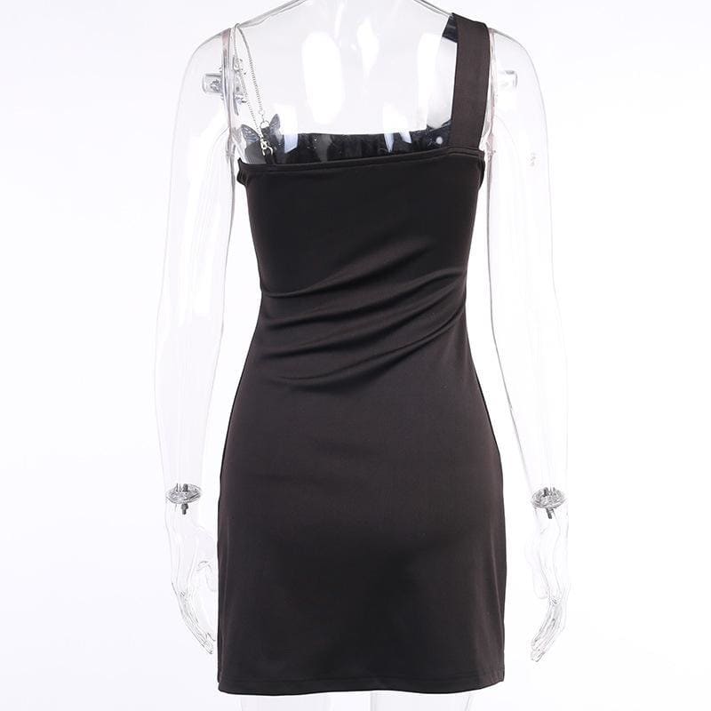 Punk Shoulder Belt Black Butterfly Dress EG373 - Egirldoll