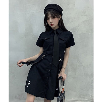 Punk Style Belts Short Sleeve Cross Dress EE0901 - Egirldoll