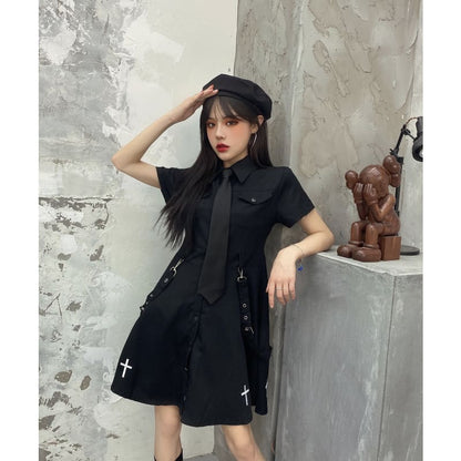 Punk Style Belts Short Sleeve Cross Dress EE0901 - Egirldoll