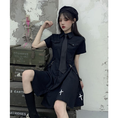 Punk Style Belts Short Sleeve Cross Dress EE0901 - Egirldoll