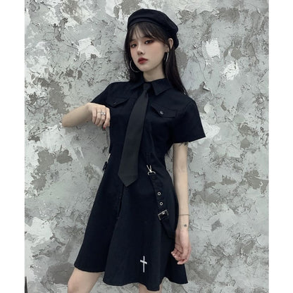 Punk Style Belts Short Sleeve Cross Dress EE0901 - Egirldoll