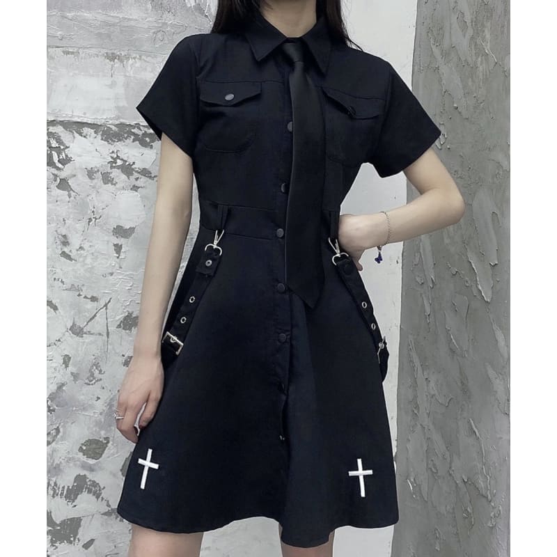 Punk Style Belts Short Sleeve Cross Dress EE0901 - Egirldoll