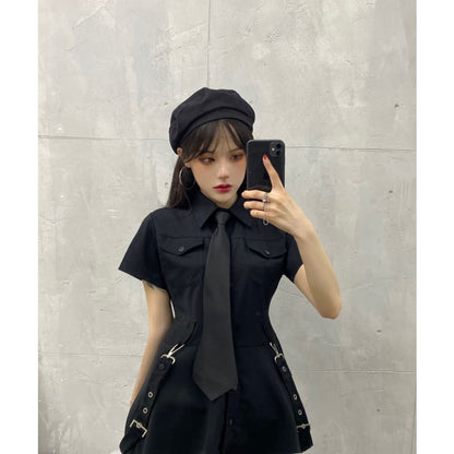 Punk Style Belts Short Sleeve Cross Dress EE0901 - Egirldoll