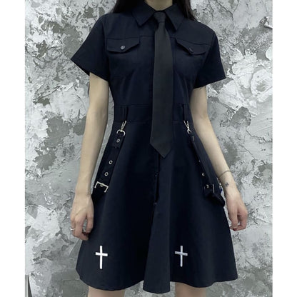 Punk Style Belts Short Sleeve Cross Dress EE0901 - Egirldoll