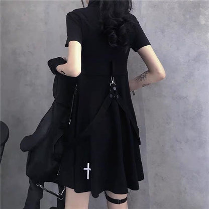 Punk Style Belts Short Sleeve Cross Dress EE0901 - Egirldoll