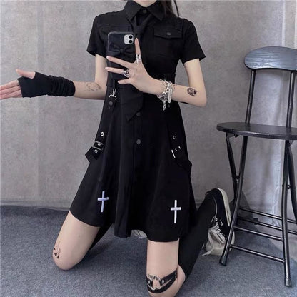 Punk Style Belts Short Sleeve Cross Dress EE0901 - Egirldoll