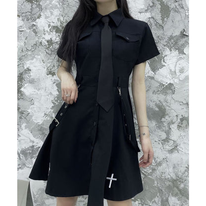 Punk Style Belts Short Sleeve Cross Dress EE0901 - Egirldoll