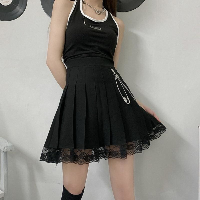 Punk Vintage Lace Black Skirt - Egirldoll