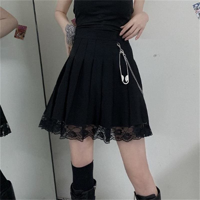 Punk Vintage Lace Black Skirt - Egirldoll