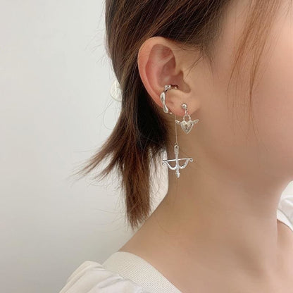 Punk Wing Love Heart Cupid's Arrow Drop Earrings EG289 - Egirldoll