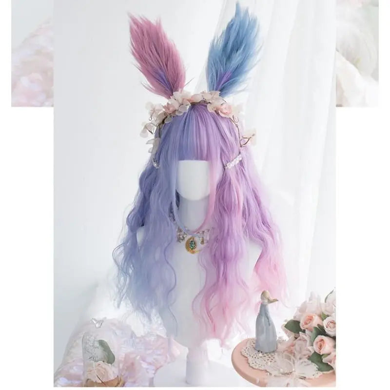Purple-Pink Lolita Bunny Bonnie Long Curl Wig EG14556 - Egirldoll