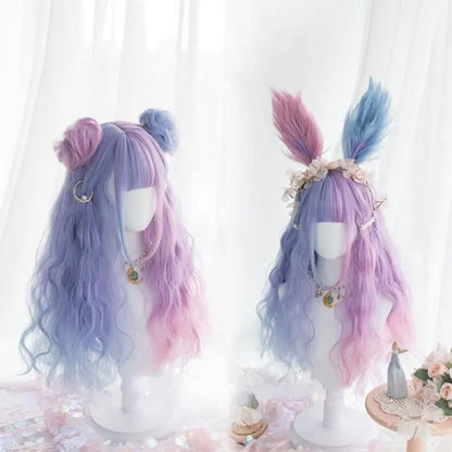 Purple-Pink Lolita Bunny Bonnie Long Curl Wig EG14556 - Egirldoll