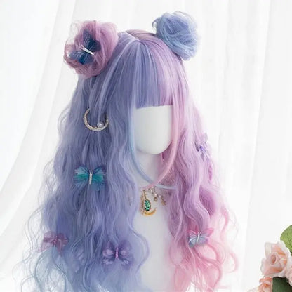 Purple-Pink Lolita Bunny Bonnie Long Curl Wig EG14556 - Egirldoll