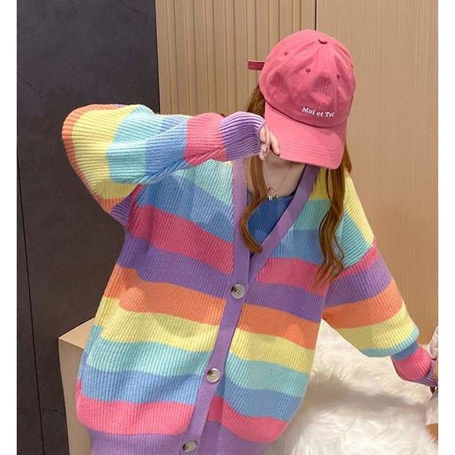 Rainbow Pastel Rainbow Sweater Coat SS1678 - Egirldoll