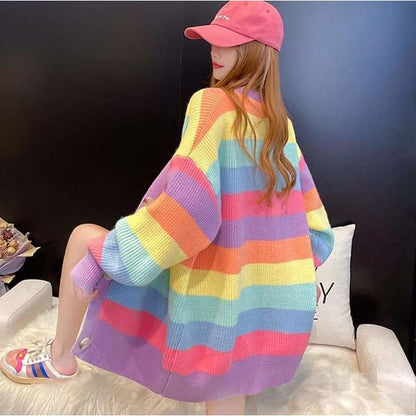 Rainbow Pastel Rainbow Sweater Coat SS1678 - Egirldoll