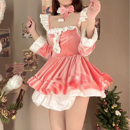 Red/Pink Kawaii Christmas Dress Set PE200 - Egirldoll