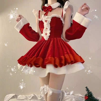 Red/Pink Kawaii Christmas Dress Set PE200 - Egirldoll