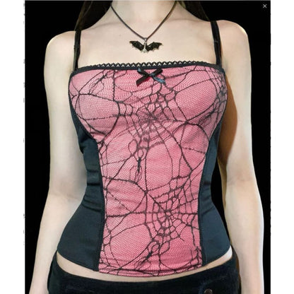 Red/White/Pink Gothic Witch Spiderweb Lace Top EE0868 - Egirldoll