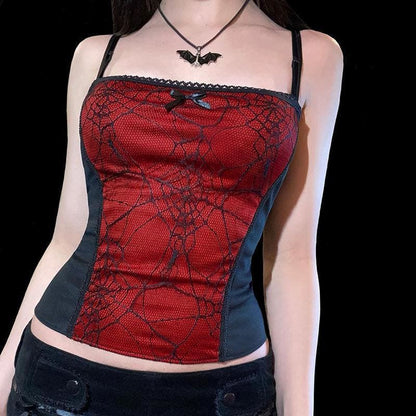 Red/White/Pink Gothic Witch Spiderweb Lace Top EE0868 - Egirldoll