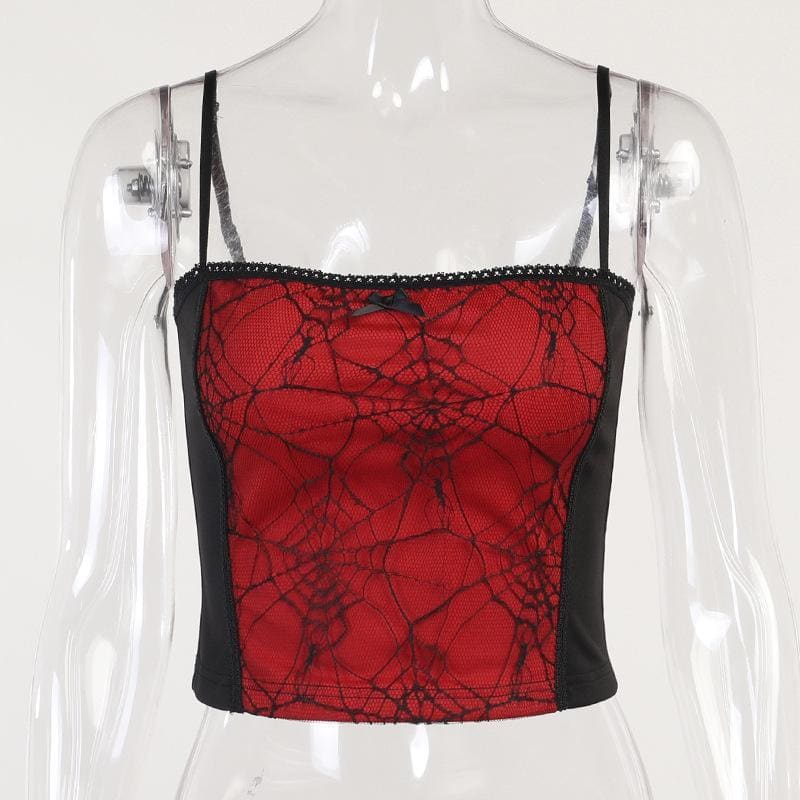 Red/White/Pink Gothic Witch Spiderweb Lace Top EE0868 - Egirldoll