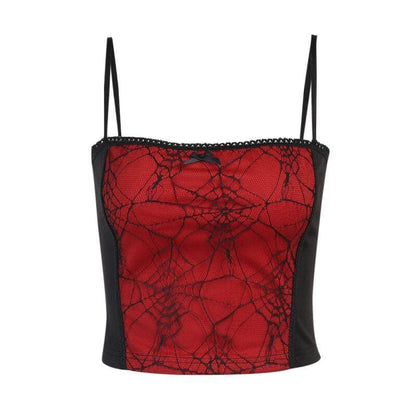 Red/White/Pink Gothic Witch Spiderweb Lace Top EE0868 - Egirldoll