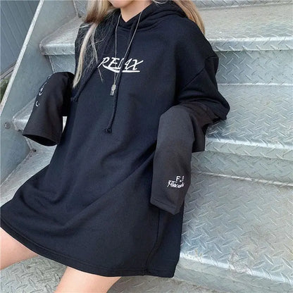 RELAX Letter Print Gothic Oversized Hoodie Jumper EG15205 - Egirldoll