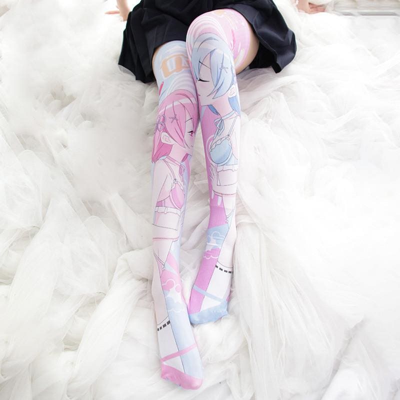 Rem and Ram Printed Lacquered Socks EE0796 - Egirldoll