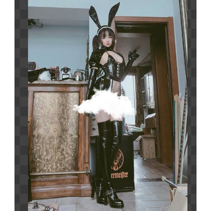 [Reservation] Gothic Maid Bunny Girl Patent Leather Lingerie Set EG154 - Egirldoll