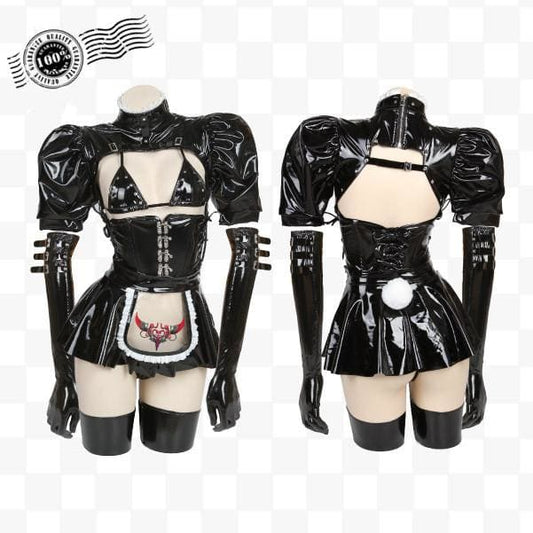 [Reservation] Gothic Maid Bunny Girl Patent Leather Lingerie Set EG154 - Egirldoll