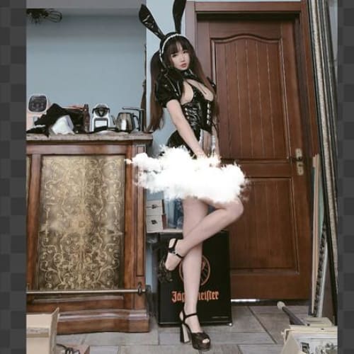 [Reservation] Gothic Maid Bunny Girl Patent Leather Lingerie Set EG154 - Egirldoll