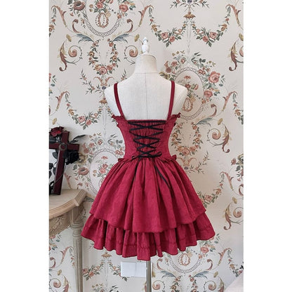 [Reservation] Lolita Red Hunter Amber JKS Dress Full Set EG17413 - Egirldoll