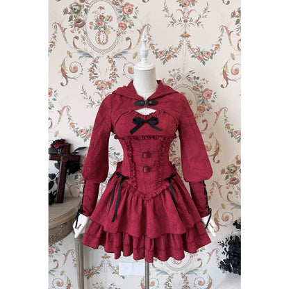 [Reservation] Lolita Red Hunter Amber JKS Dress Full Set EG17413 - Egirldoll