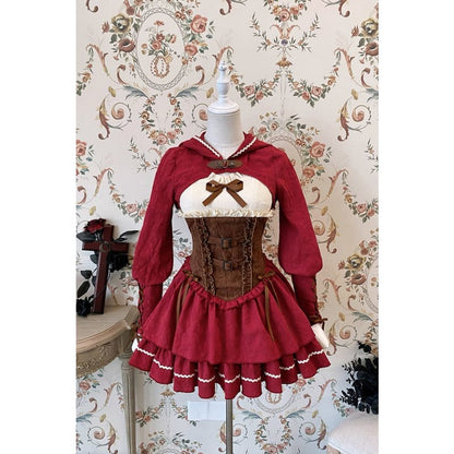 [Reservation] Lolita Red Hunter Amber JKS Dress Full Set EG17413 - Egirldoll