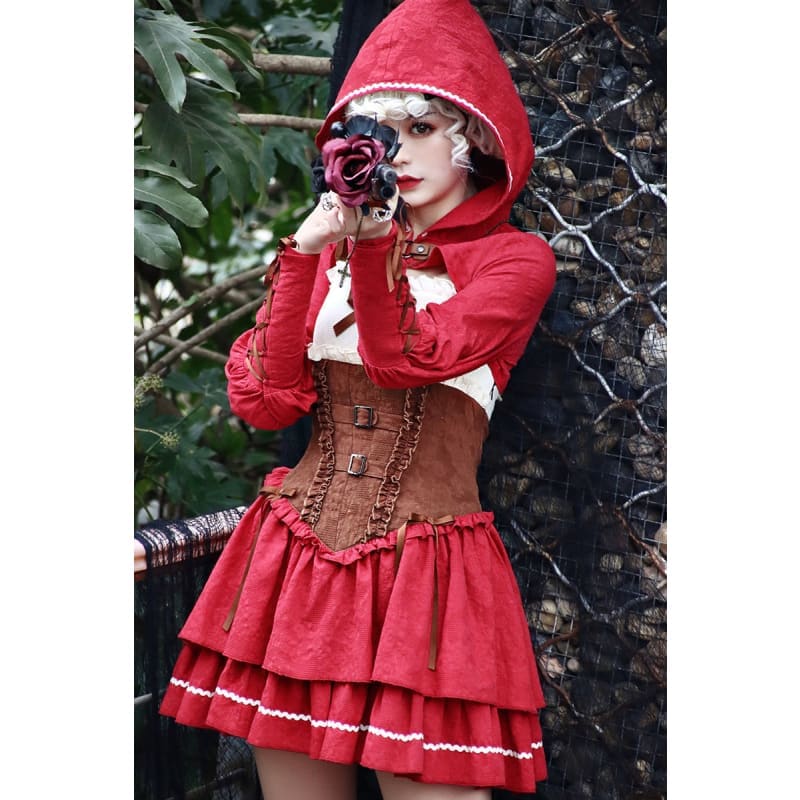 [Reservation] Lolita Red Hunter Amber JKS Dress Full Set EG17413 - Egirldoll