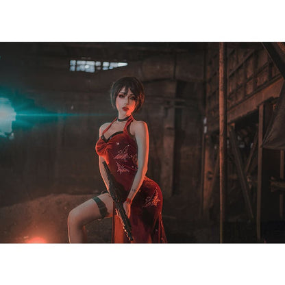 Resident Evil 4 Ada Wong Golden Butterfly Red Dress Cosplay Costume ON204 - Egirldoll