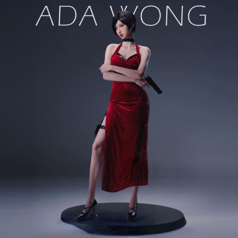 Resident Evil 4 Ada Wong Golden Butterfly Red Dress Cosplay Resident Evil 4 Ada Wong Golden Butterfly Red Dress Cosplay