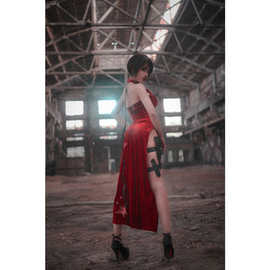 Resident Evil 4 Ada Wong Golden Butterfly Red Dress Cosplay