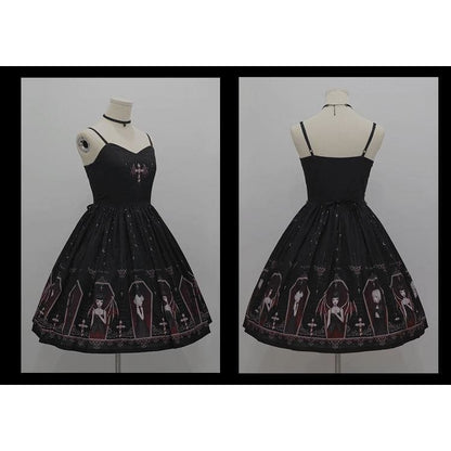 Retro Gothic Court Lolita Halter Straps Dress EG15115 - Egirldoll