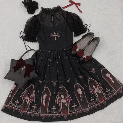 Retro Gothic Court Lolita Halter Straps Dress EG15115 - Egirldoll