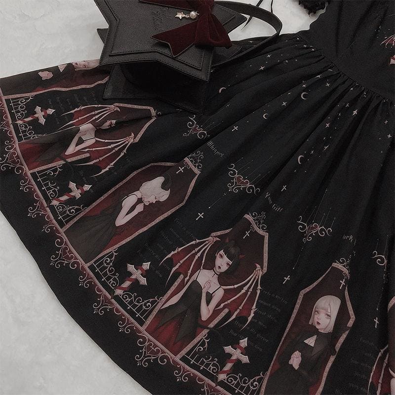 Retro Gothic Court Lolita Halter Straps Dress EG15115 - Egirldoll