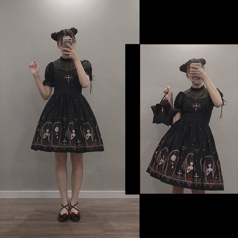 Retro Gothic Court Lolita Halter Straps Dress EG15115 - Egirldoll