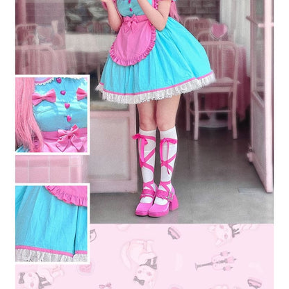 Retro Neon Bubble Gum Rollerskate Maid Lolita Dress ON591 -