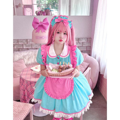 Retro Neon Bubble Gum Rollerskate Maid Lolita Dress ON591 -