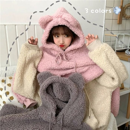 S-3XL Plus Size Thicker Kawaii Bear Ear Warm Hoodie EG16821 - Egirldoll