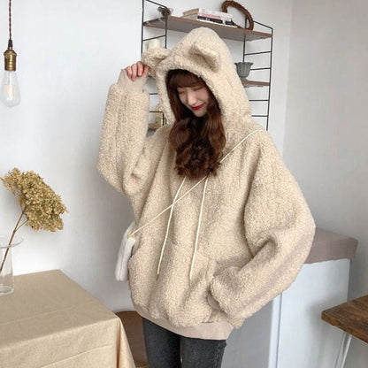 S-3XL Plus Size Thicker Kawaii Bear Ear Warm Hoodie EG16821 - Egirldoll