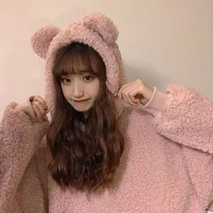 S-3XL Plus Size Thicker Kawaii Bear Ear Warm Hoodie EG16821 - Egirldoll